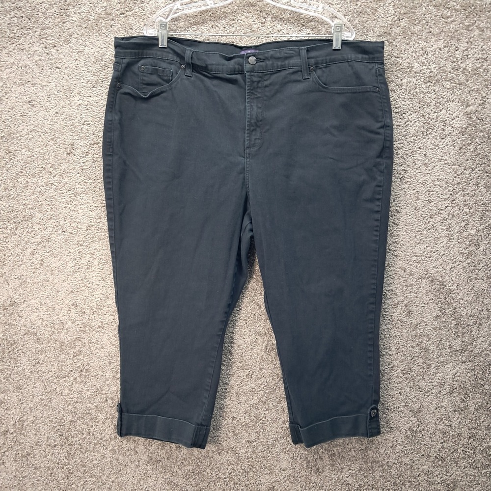 NYDJ Womens 24W Black Cropped Jeans Lift Tuck Technology Cuffed Capri Pants